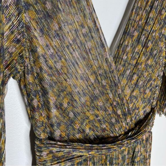 Ba&Sh Long Perla Open Back Metallic Plisse-tulle Maxi Dress Sz M - Picture 5 of 8